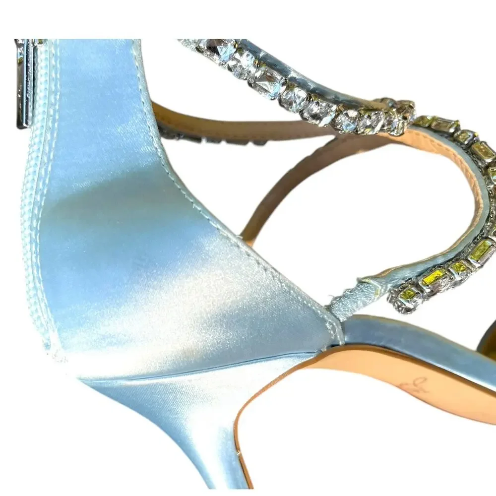 Jewel Badgley Mischka Women's Celine Heeled Sandal, Sky Blue | sz 9 *New w/ Flaw - Picture 15 of 16